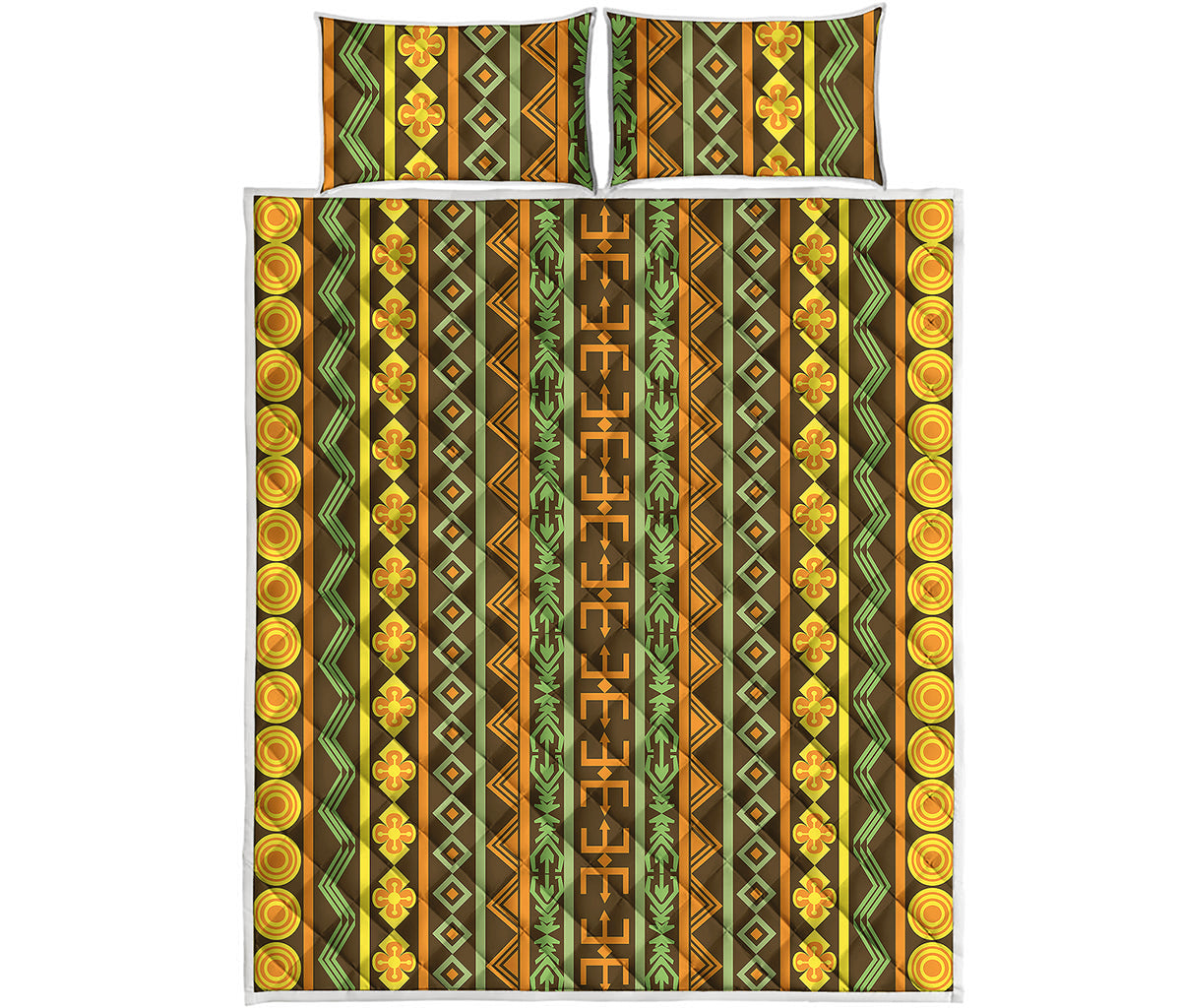 African Tribal Inspired Pattern Print Quilt Bed Set