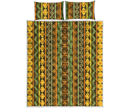 African Tribal Inspired Pattern Print Quilt Bed Set