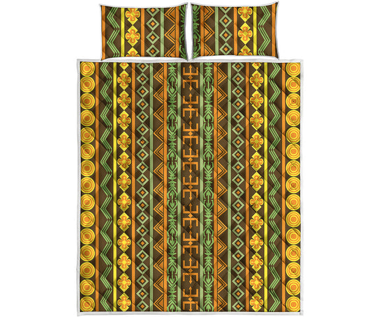 African Tribal Inspired Pattern Print Quilt Bed Set