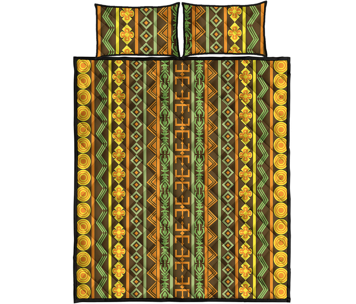 African Tribal Inspired Pattern Print Quilt Bed Set
