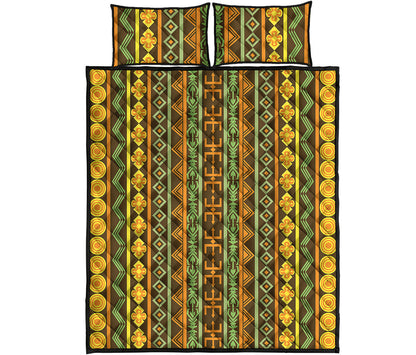 African Tribal Inspired Pattern Print Quilt Bed Set