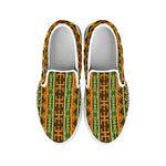 African Tribal Inspired Pattern Print White Slip On Shoes