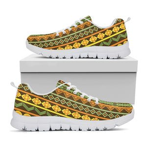 African Tribal Inspired Pattern Print White Sneakers