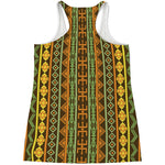 African Tribal Inspired Pattern Print Women's Racerback Tank Top