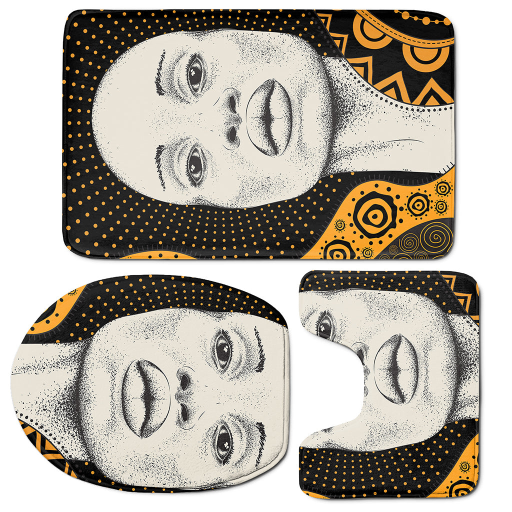 African Woman Print 3 Piece Bath Mat Set