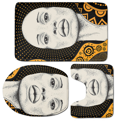 African Woman Print 3 Piece Bath Mat Set