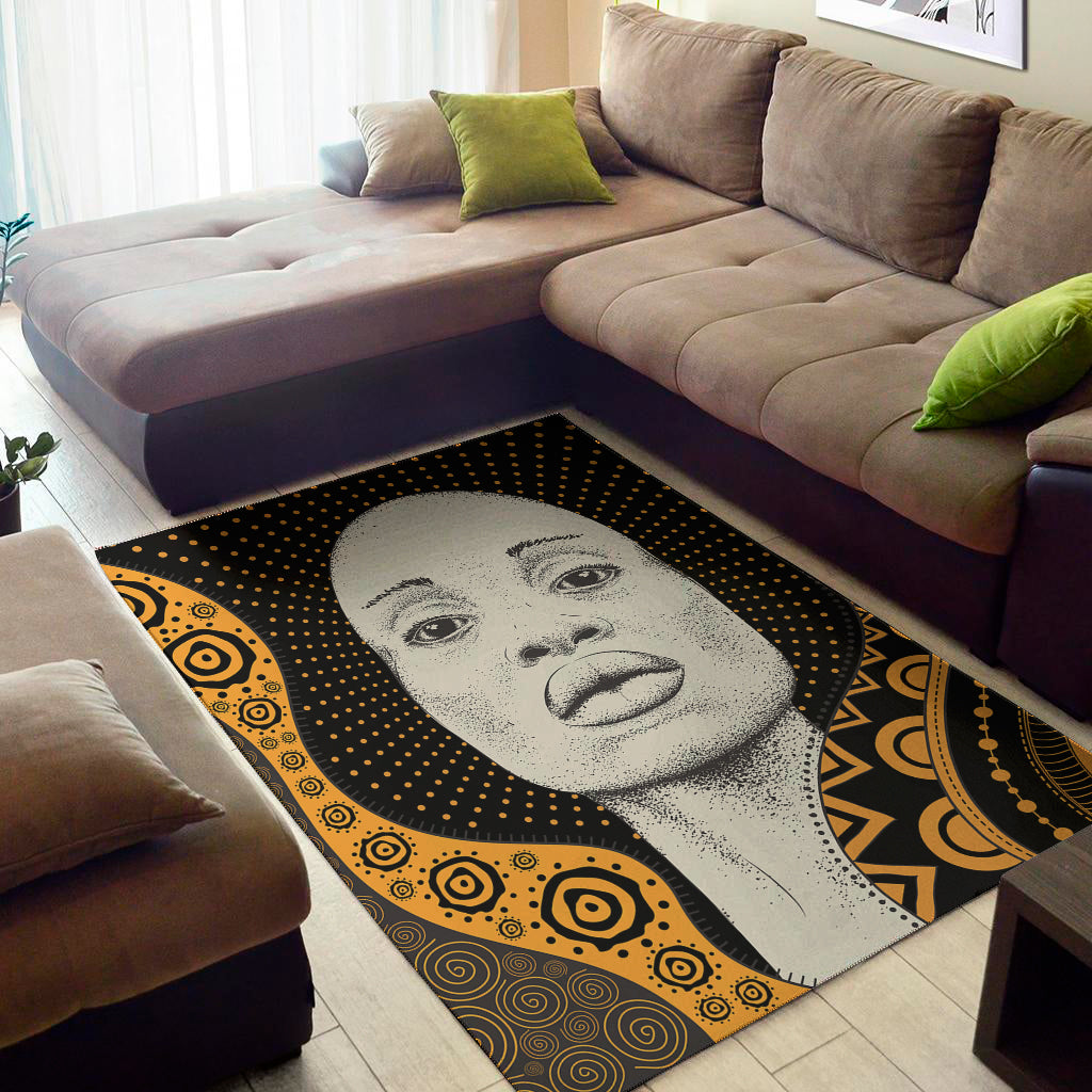 African Woman Print Area Rug