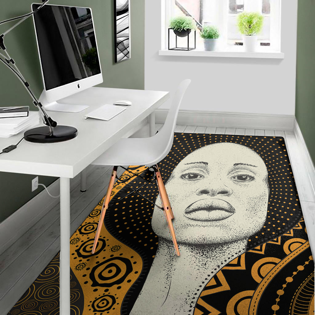 African Woman Print Area Rug