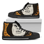 African Woman Print Black High Top Shoes