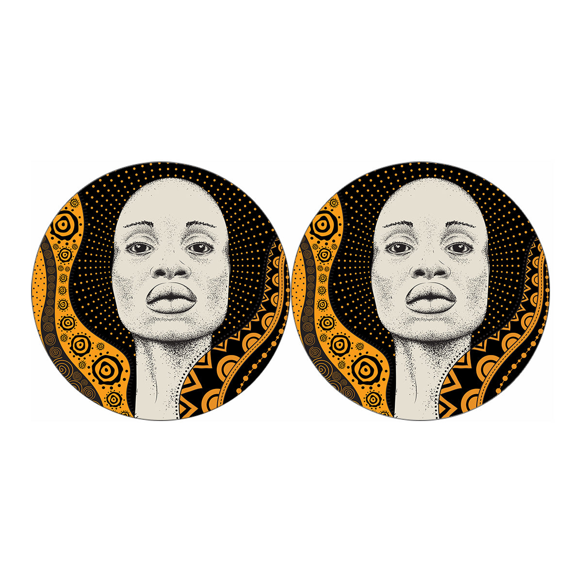 African Woman Print Car Coasters