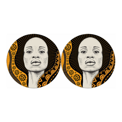 African Woman Print Car Coasters