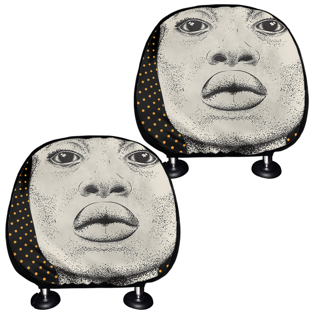 African Woman Print Car Headrest Covers
