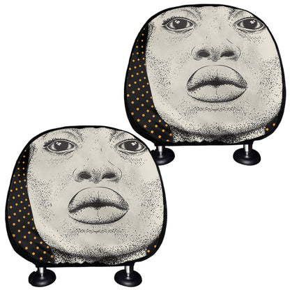 African Woman Print Car Headrest Covers
