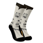 African Woman Print Crew Socks