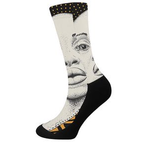 African Woman Print Crew Socks