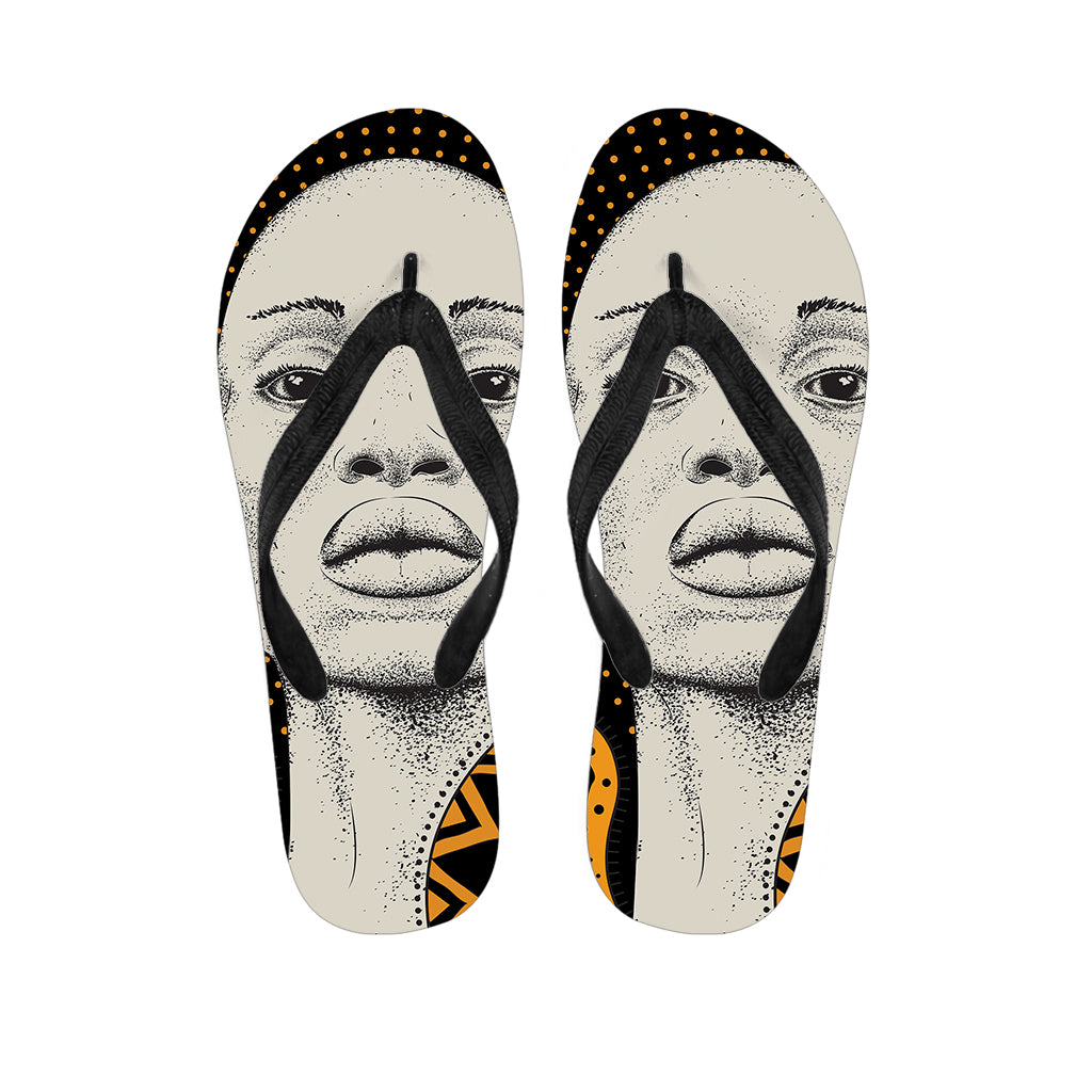 African Woman Print Flip Flops