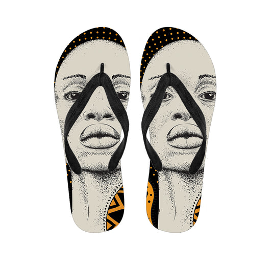African Woman Print Flip Flops