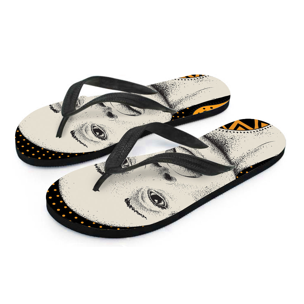 African Woman Print Flip Flops