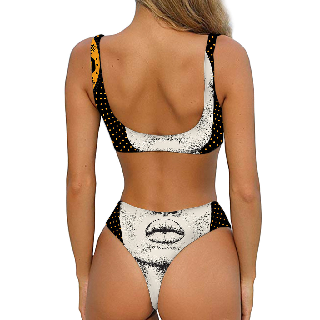 African Woman Print Front Bow Tie Bikini