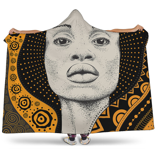 African Woman Print Hooded Blanket