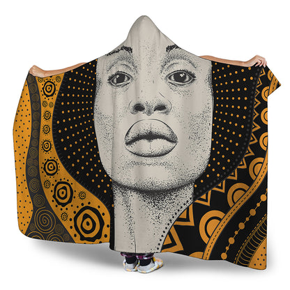 African Woman Print Hooded Blanket