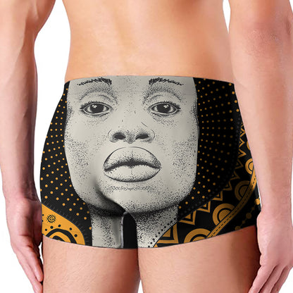 African Woman Print Men's Boxer Briefs