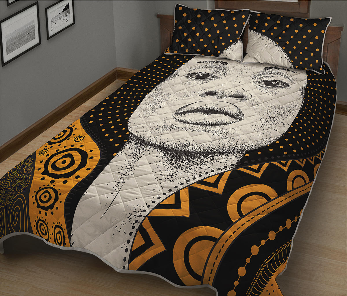 African Woman Print Quilt Bed Set