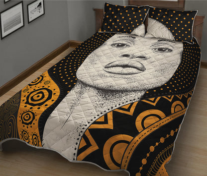 African Woman Print Quilt Bed Set