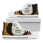 African Woman Print White High Top Shoes