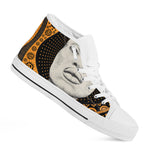 African Woman Print White High Top Shoes
