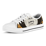 African Woman Print White Low Top Shoes