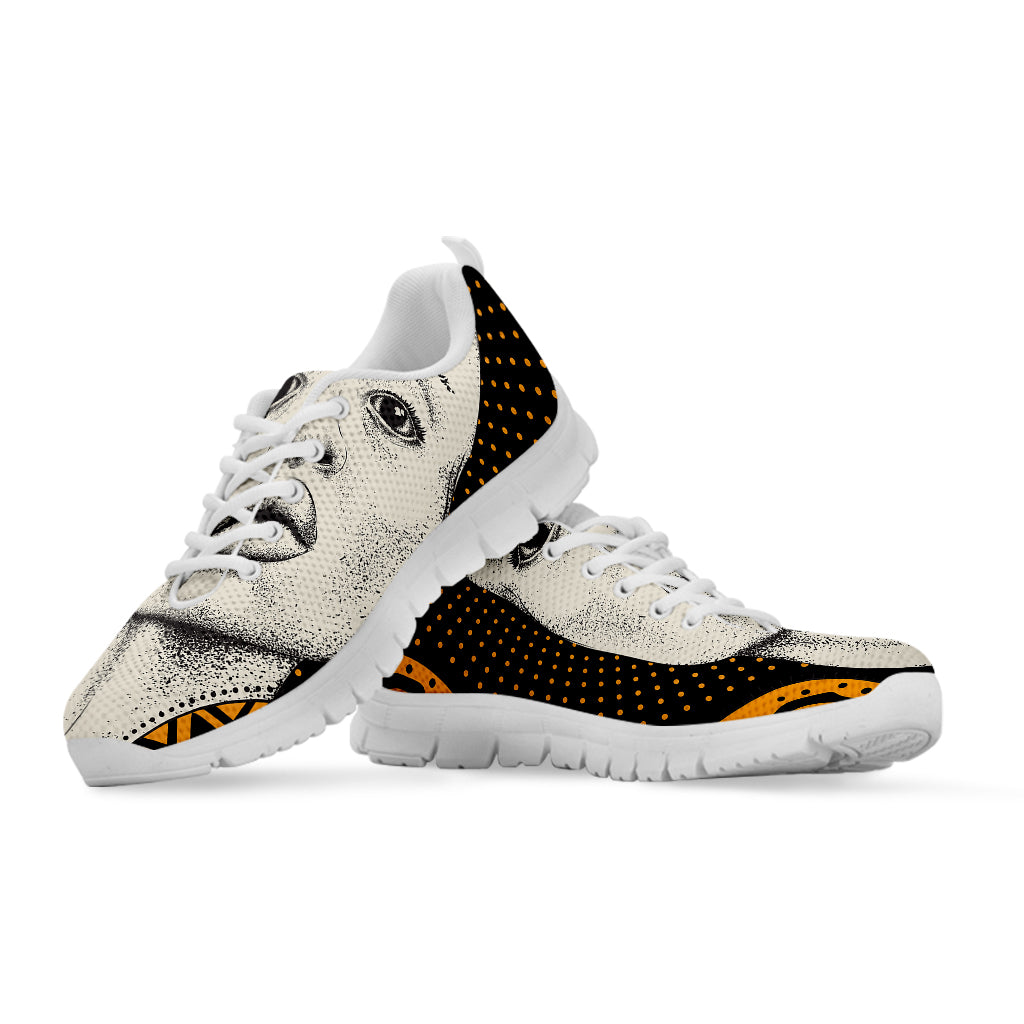 African Woman Print White Sneakers