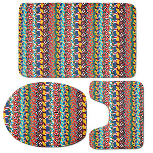 Afro African Ethnic Pattern Print 3 Piece Bath Mat Set