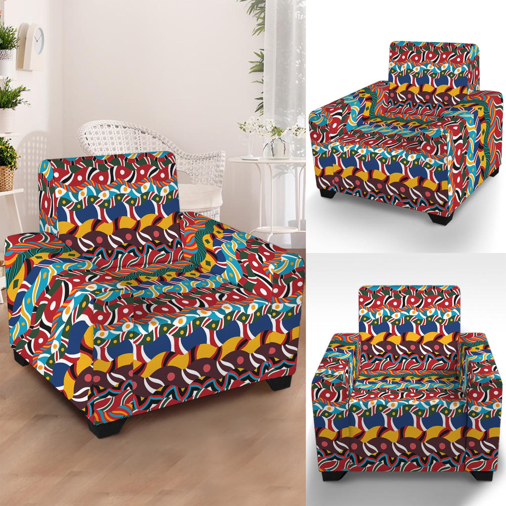 Afro African Ethnic Pattern Print Armchair Slipcover