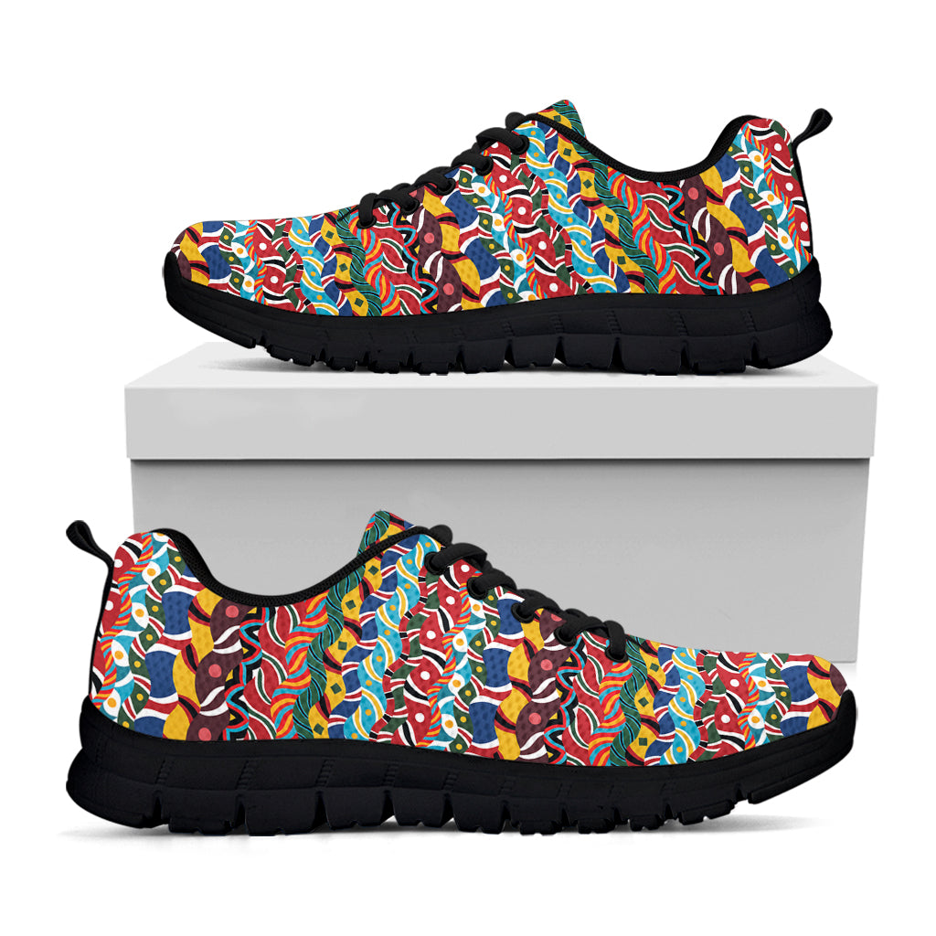 Afro African Ethnic Pattern Print Black Sneakers