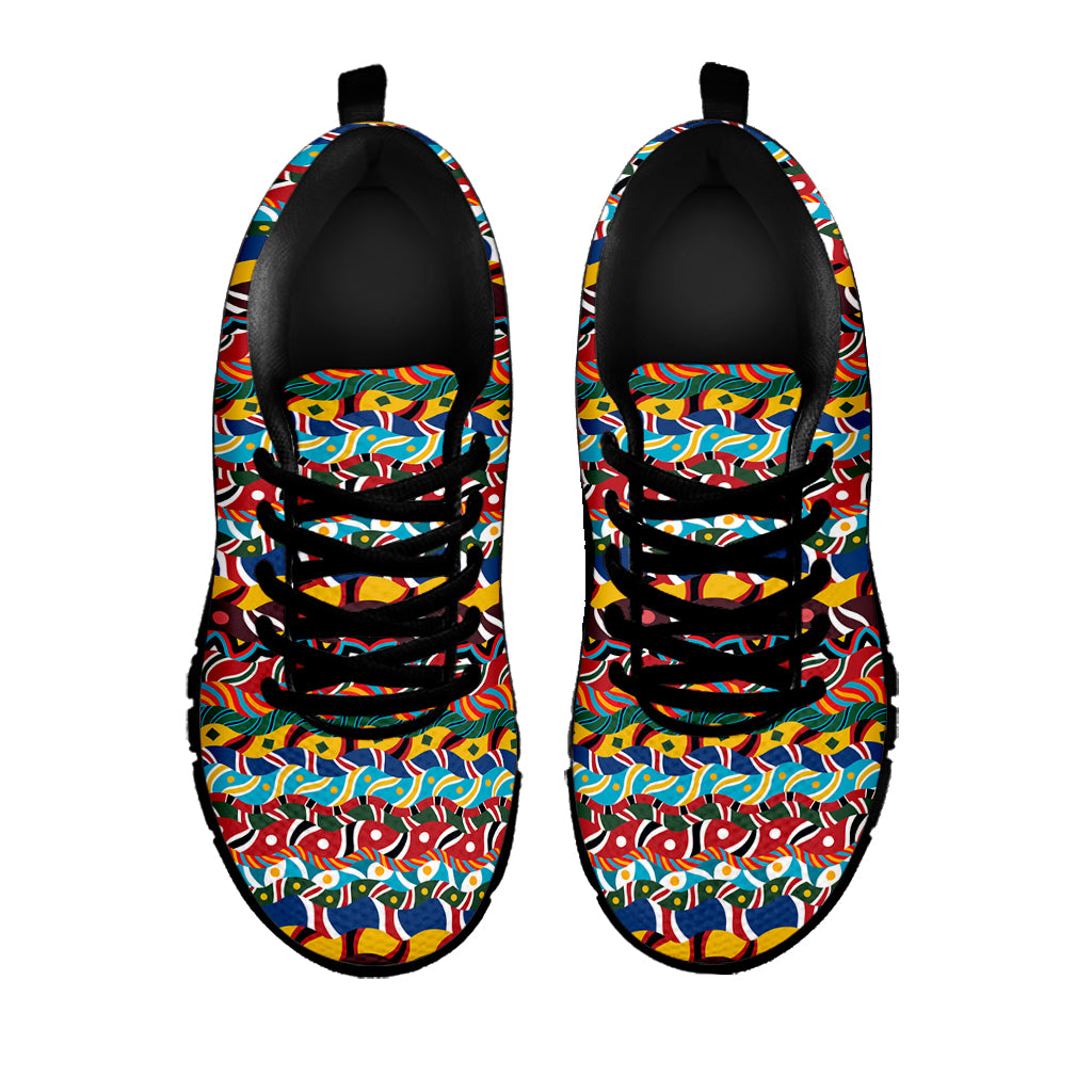 Afro African Ethnic Pattern Print Black Sneakers