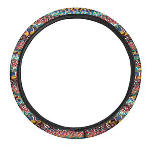 Afro African Ethnic Pattern Print Car Steering Wheel Cover