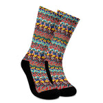 Afro African Ethnic Pattern Print Crew Socks