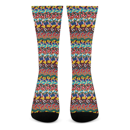 Afro African Ethnic Pattern Print Crew Socks