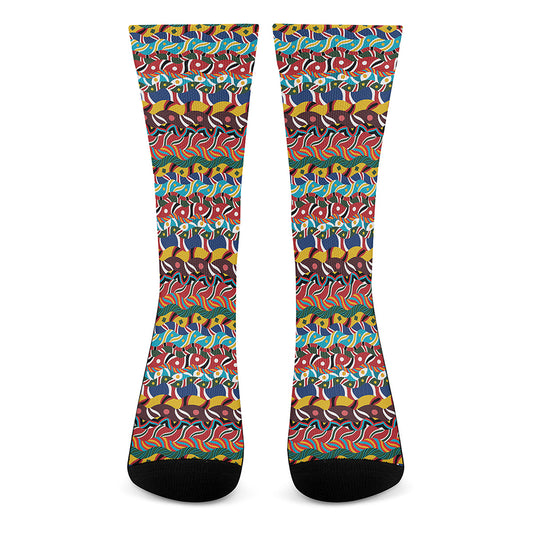 Afro African Ethnic Pattern Print Crew Socks