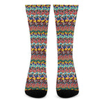 Afro African Ethnic Pattern Print Crew Socks