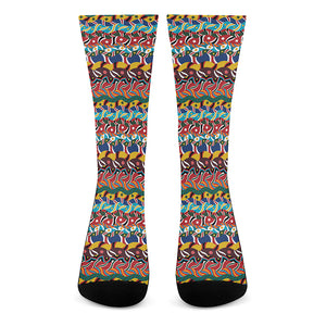 Afro African Ethnic Pattern Print Crew Socks