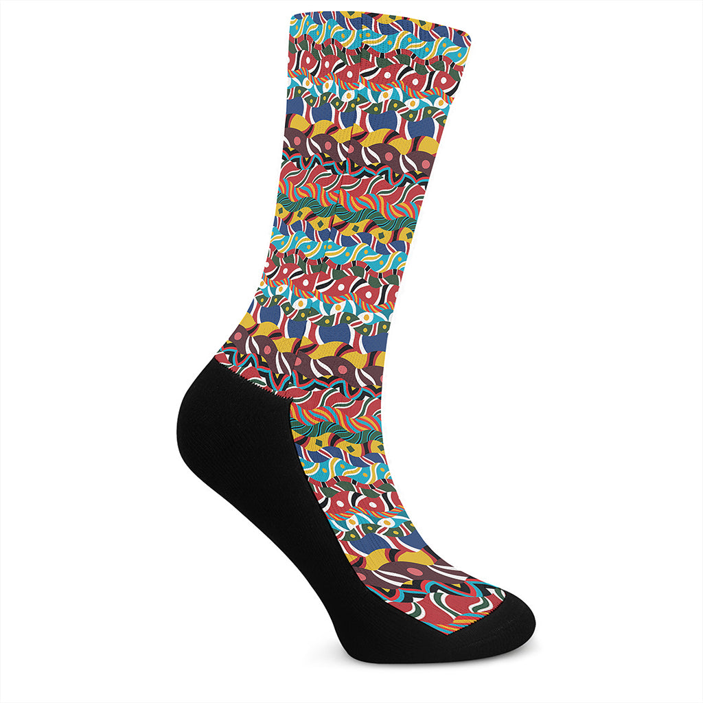 Afro African Ethnic Pattern Print Crew Socks