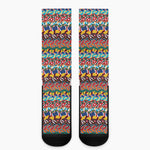 Afro African Ethnic Pattern Print Crew Socks