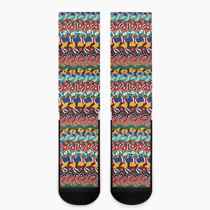 Afro African Ethnic Pattern Print Crew Socks