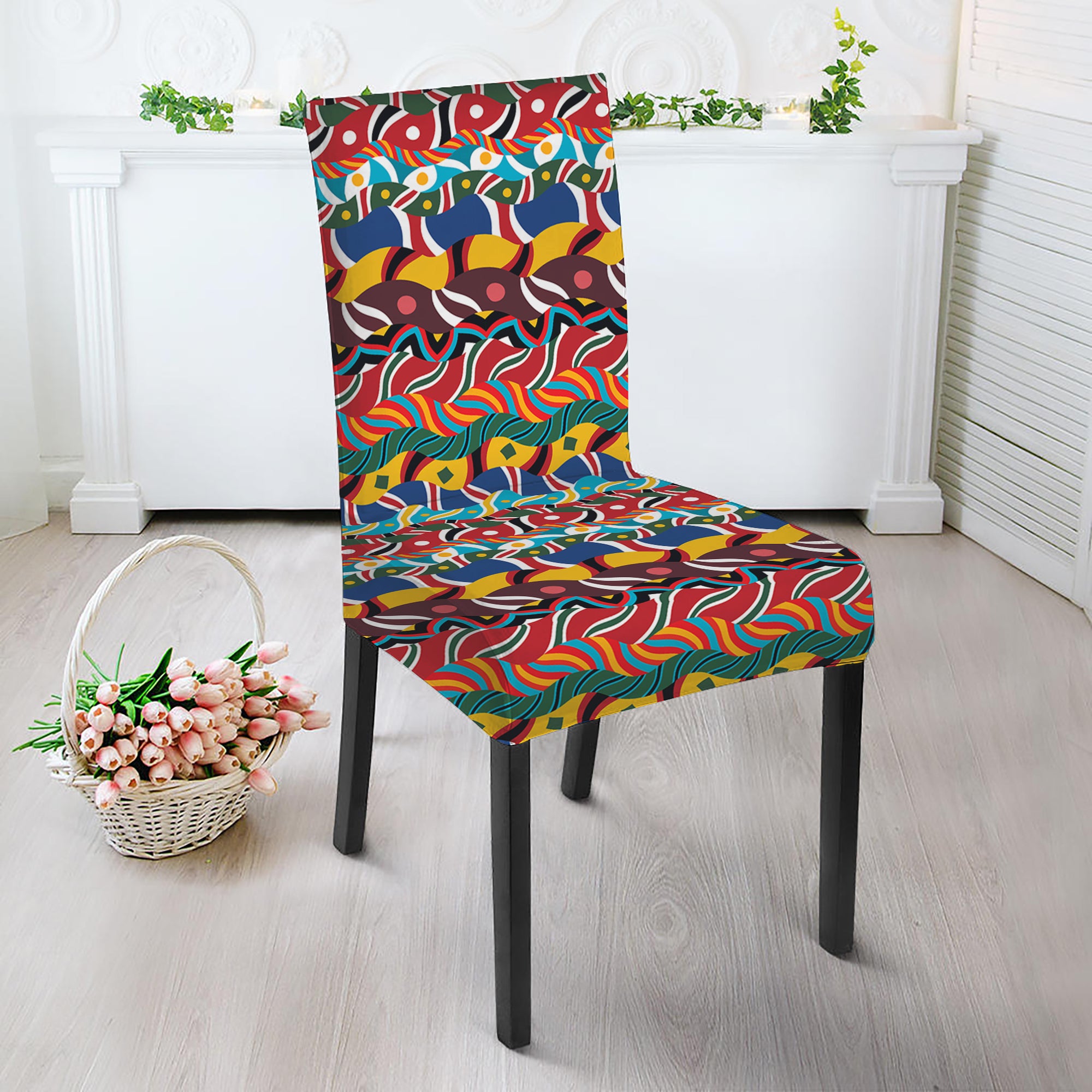 Afro African Ethnic Pattern Print Dining Chair Slipcover