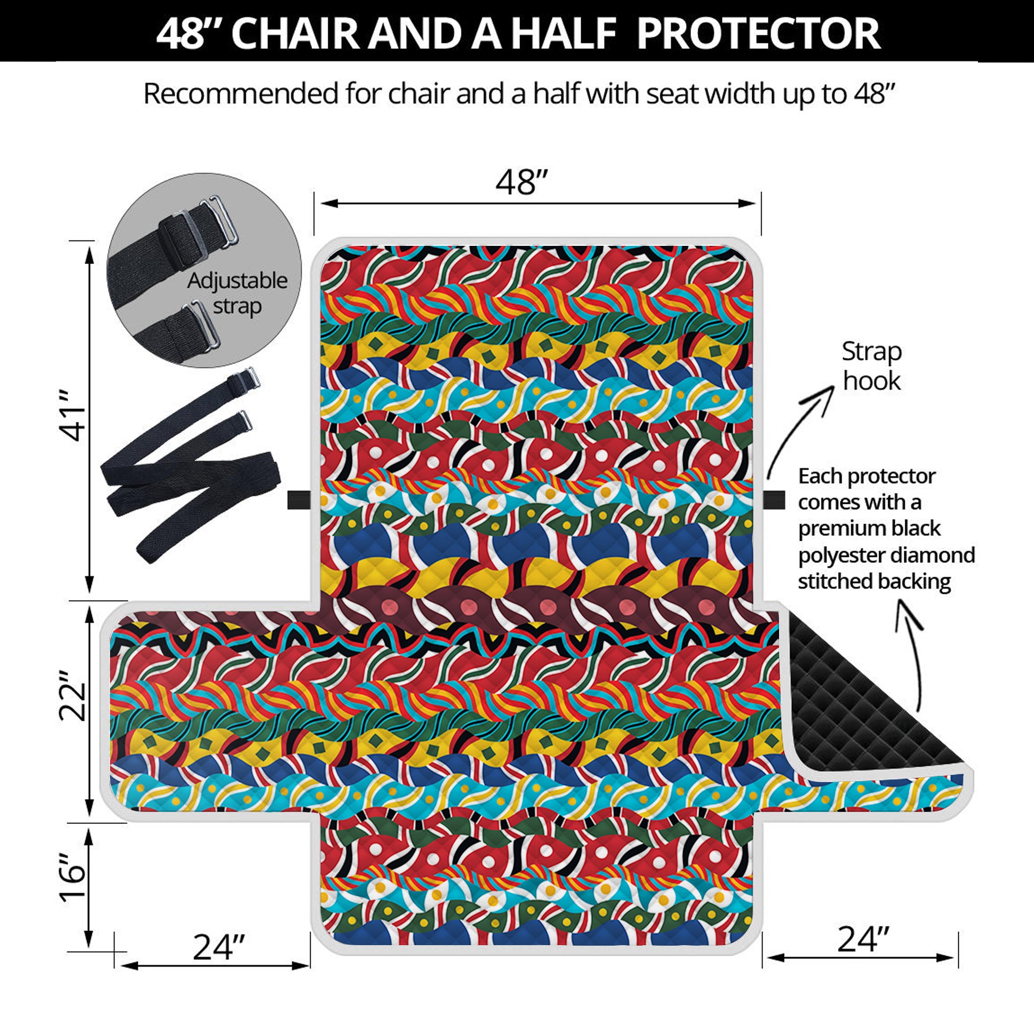 Afro African Ethnic Pattern Print Half Sofa Protector