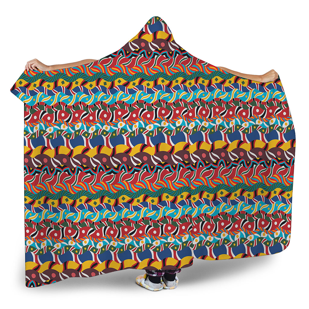 Afro African Ethnic Pattern Print Hooded Blanket