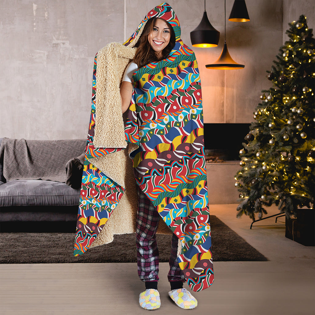 Afro African Ethnic Pattern Print Hooded Blanket