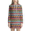 Afro African Ethnic Pattern Print Pullover Hoodie Dress